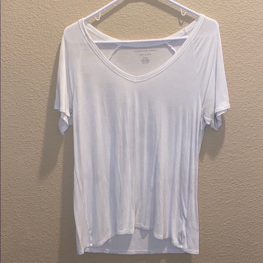 White V-neck soft and sexy AE shirt🤍